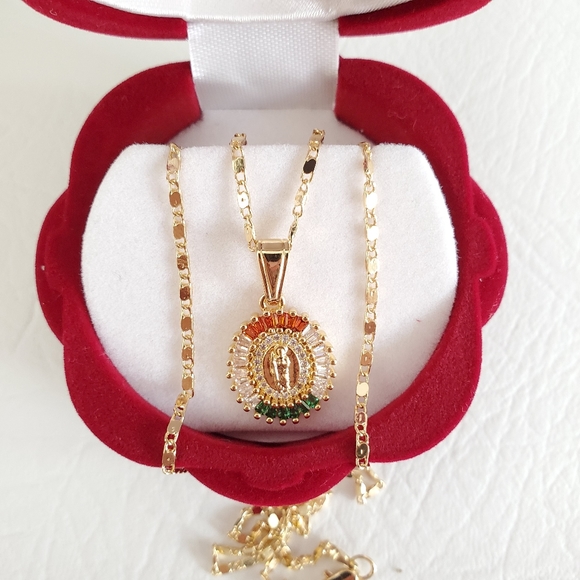 St Jude Crystal Gold Plated Necklace and Bracelet - Picture 2 of 5